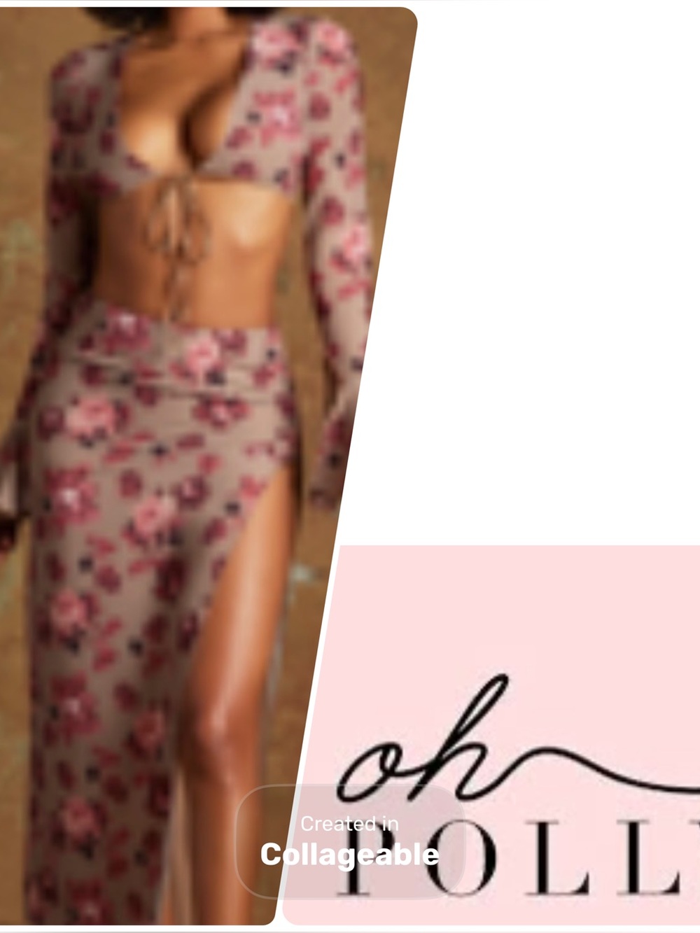 ‼️WOW‼️Oh Polly-Floral Side-Slit Maxi Skirt - 🤎🩷Floral design. NEW‼️